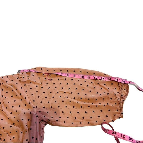10/$25🦋 En Focus Pink & Black Polka Dot 3/4 Sleeve Belted Dress - 14W - Picture 13 of 14